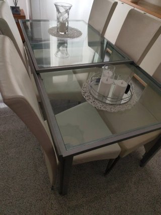 mesa de cristal extensible