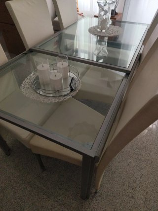 mesa de cristal extensible
