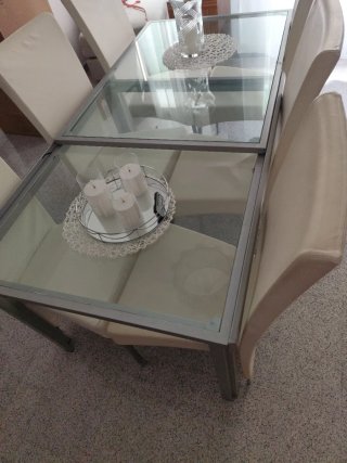mesa de cristal extensible