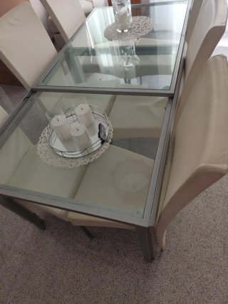 mesa de cristal extensible