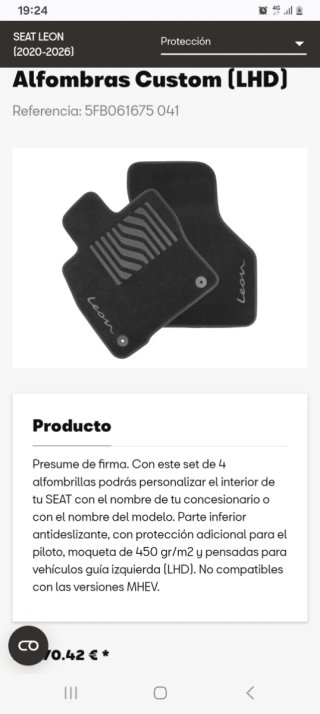Alfombrillas Seat Leon Originales
