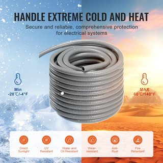 25,4mm (1-pulgada) Conducto Eléctrico de PVC Flexible a Prueba de Líquidos 30.5m No Metálico IP65