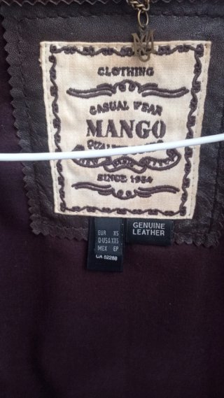 Cazadora Piel Mango Marrón Talla XS