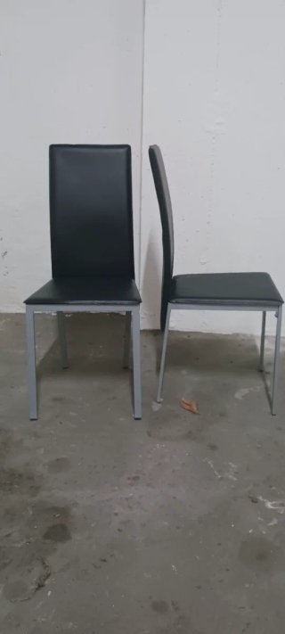 Sillas de comedor de metal y piel sintética