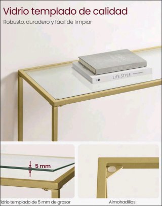 Consola Mesa Entrada Cristal Metal Dorado