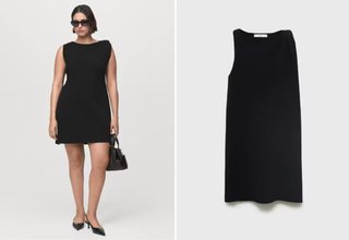 Vestido Mango Negro Asimétrico Talla M