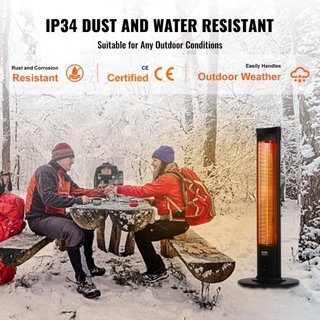 Calentador Infrarrojo, Calentador Eléctrico de Espacio de Control Remoto de 2000W, Calentador de Patio con 3 Velocidades y Temporizador y Protección contra Vuelcos, Exterior/Interior para Dormitor...