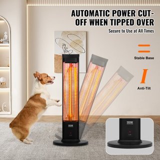 Calentador Infrarrojo, Calentador Eléctrico de Espacio de Control Remoto de 2000W, Calentador de Patio con 3 Velocidades y Temporizador y Protección contra Vuelcos, Exterior/Interior para Dormitor...