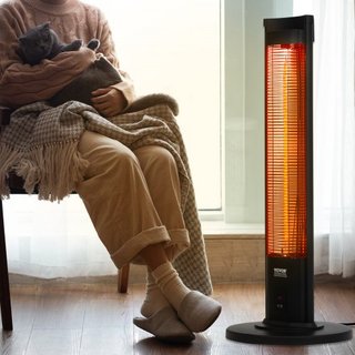 Calentador Infrarrojo, Calentador Eléctrico de Espacio de Control Remoto de 2000W, Calentador de Patio con 3 Velocidades y Temporizador y Protección contra Vuelcos, Exterior/Interior para Dormitor...