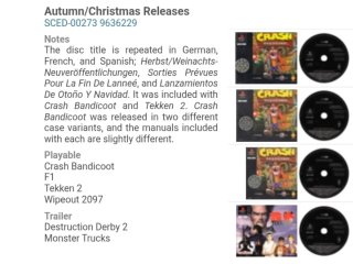 Demo Autumn Christmas Releases PS1 PSX PSONE PLAY