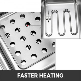 Freidora de Doble Profundidad Grande 5000W Freidora Comercial de Doble Profundidad Control de Temperatura Ajustable Dual Freidora de Papas Fritas de Acero Inoxidable de Grado Alimenticio Fácil de ...