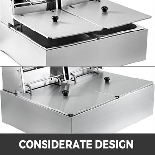 Freidora de Doble Profundidad Grande 5000W Freidora Comercial de Doble Profundidad Control de Temperatura Ajustable Dual Freidora de Papas Fritas de Acero Inoxidable de Grado Alimenticio Fácil de ...