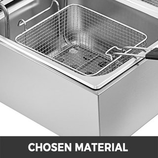 Freidora de Doble Profundidad Grande 5000W Freidora Comercial de Doble Profundidad Control de Temperatura Ajustable Dual Freidora de Papas Fritas de Acero Inoxidable de Grado Alimenticio Fácil de ...