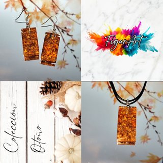 Collar con colgante  hecho a mano con papel de oro