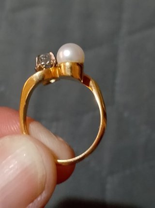 Anillo oro Tu y Yo con perla y circonita