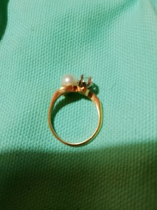 Anillo oro Tu y Yo con perla y circonita