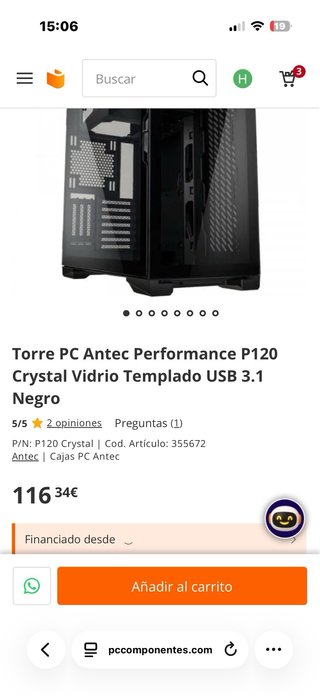 Caja Antec Performance Series Cristal Gaming