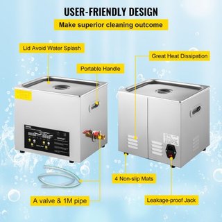 Limpiador Ultrasónico Mejorado de 10L (Calentador de 400W, Ultrasónico de 240W) Limpiador Ultrasónico Digital Profesional de Laboratorio con Temporizador de Calentador para Limpieza de Piezas e In...