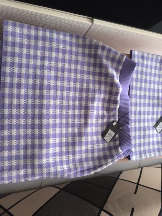 Conjunto Falda y Top Cuadros Morado Talla M