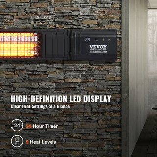 Calentador Infrarrojo, Calentador Infrarrojo Eléctrico de Espacio de Control Remoto de 3000W, Calentador Infrarrojo Exterior de Carbono con Protección IP65 con 9 Velocidades y Temporizador, para P...