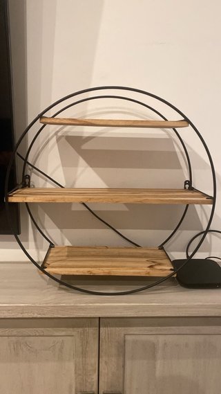 Estantería redonda metal y madera