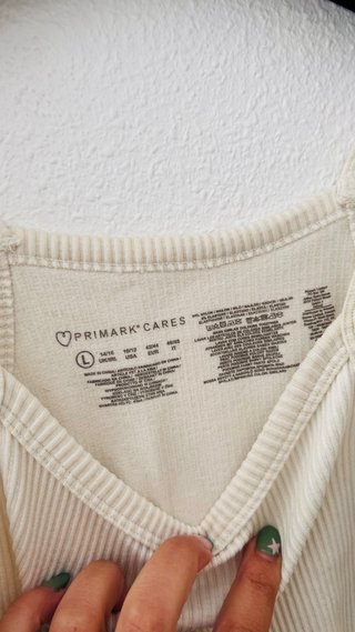 Top corto canalé beige