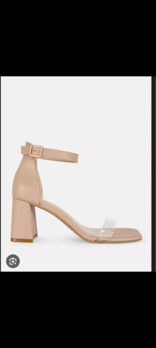 Sandalias tacón beige tiras transparentes