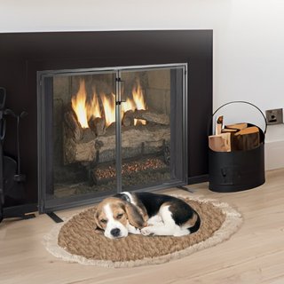 Pantalla de Chimenea de 1 Panel con Puerta, Pantalla de Chimenea de Malla de Hierro Resistente, Cubierta de Protección contra Chispas de 990(L) x780(H)MM, Instalación Simple, Rejilla de Fuego Inde...
