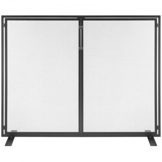 Pantalla de Chimenea de 1 Panel con Puerta, Pantalla de Chimenea de Malla de Hierro Resistente, Cubierta de Protección contra Chispas de 990(L) x780(H)MM, Instalación Simple, Rejilla de Fuego Inde...