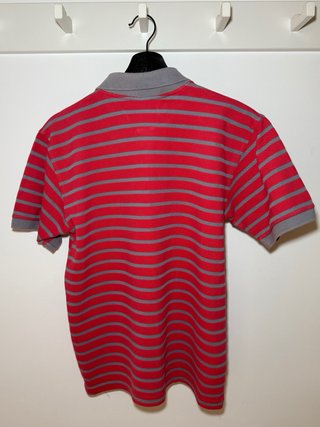 Polo Lacoste Rayas Rojas y Grises