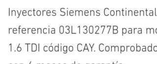 4 Inyectores Siemens Continental 1.6 TDI CAY