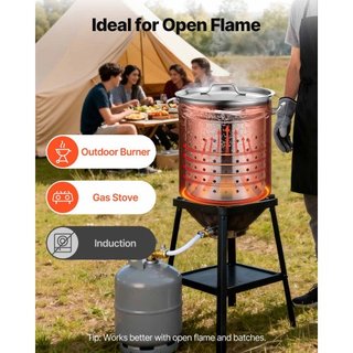 Olla de Acero Inoxidable, Olla Grande de 42 Cuartos, Olla de Cocina con Canasta, Tapa y Mango, Olla de Grado Comercial de Alta Resistencia, Tratamiento de Lijado, para Eventos de Grandes Grupos Plata