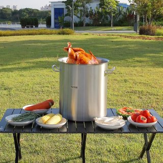 Olla de Acero Inoxidable, Olla Grande de 42 Cuartos, Olla de Cocina con Canasta, Tapa y Mango, Olla de Grado Comercial de Alta Resistencia, Tratamiento de Lijado, para Eventos de Grandes Grupos Plata