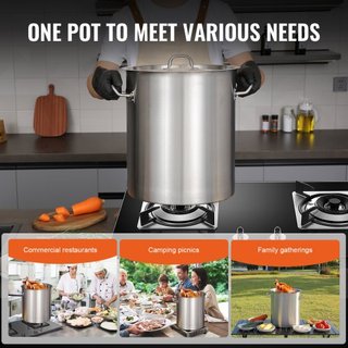 Olla de Acero Inoxidable, Olla Grande de Cocina de 39.7 L, Utensilios de Cocina Multipropósito con Tapa y Mango, Olla de Grado Comercial de Alta Resistencia, Tratamiento de Lijado, para Eventos de...