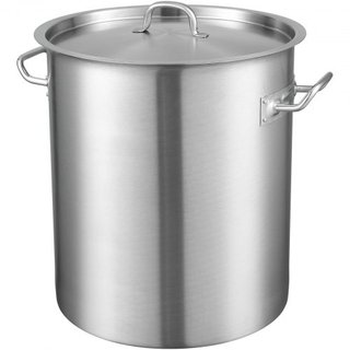 Olla de Acero Inoxidable, Olla Grande de Cocina de 39.7 L, Utensilios de Cocina Multipropósito con Tapa y Mango, Olla de Grado Comercial de Alta Resistencia, Tratamiento de Lijado, para Eventos de...