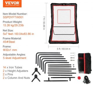 Rebotador de Lacrosse para el Jardín, Red de Rebote de Voleibol de 1524 x 2133.6 mm, Pantalla de Entrenamiento de Devolución de Béisbol y Softbol, Pared de Entrenamiento de Práctica de Tiro con Án...