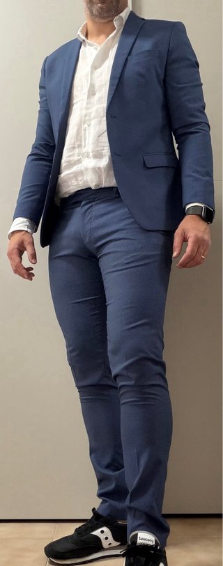 Abito completo uomo David Naman blu micro-fantasia