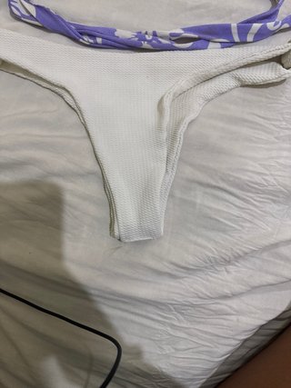 Bañador bikini lila y blanco talla S