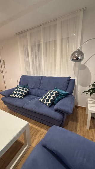 Sofá y sillón relax azul
