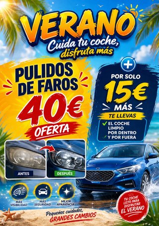 Pulido de faros y limpieza integral