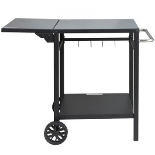 Carrello da Pranzo per Barbecue all'Aperto con Doppio Ripiano, Tavolo Mobile per BBQ, Tavolo Pieghevole Multifunzionale in Ferro, Carrellini Modulari Portatili per Forno...