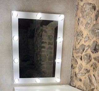 Espejo tocador blanco con 10 luces LED