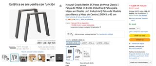 2 PATAS MESA GOODS BERLIN ACERO NEGRO