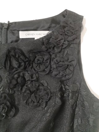 Carmen Marc Valvo  Mini vestido cóctel negro M