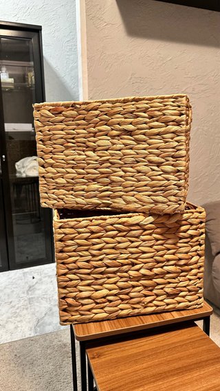Cestas de mimbre y madera (2 unidades)