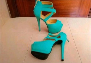 Sandalias de tacón y plataforma Color verde agua