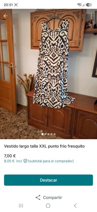 Vestido largo estampado talla XXL