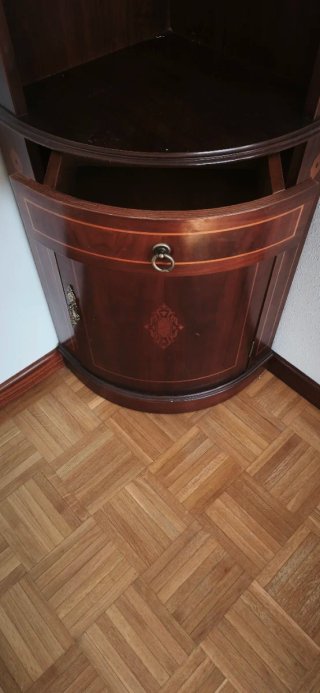 Armario esquinero madera cristal 195x 40x40