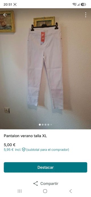 Pantalón Verano Talla XL Blanco