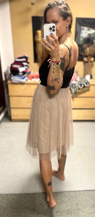 Top satinado + falda tul * M